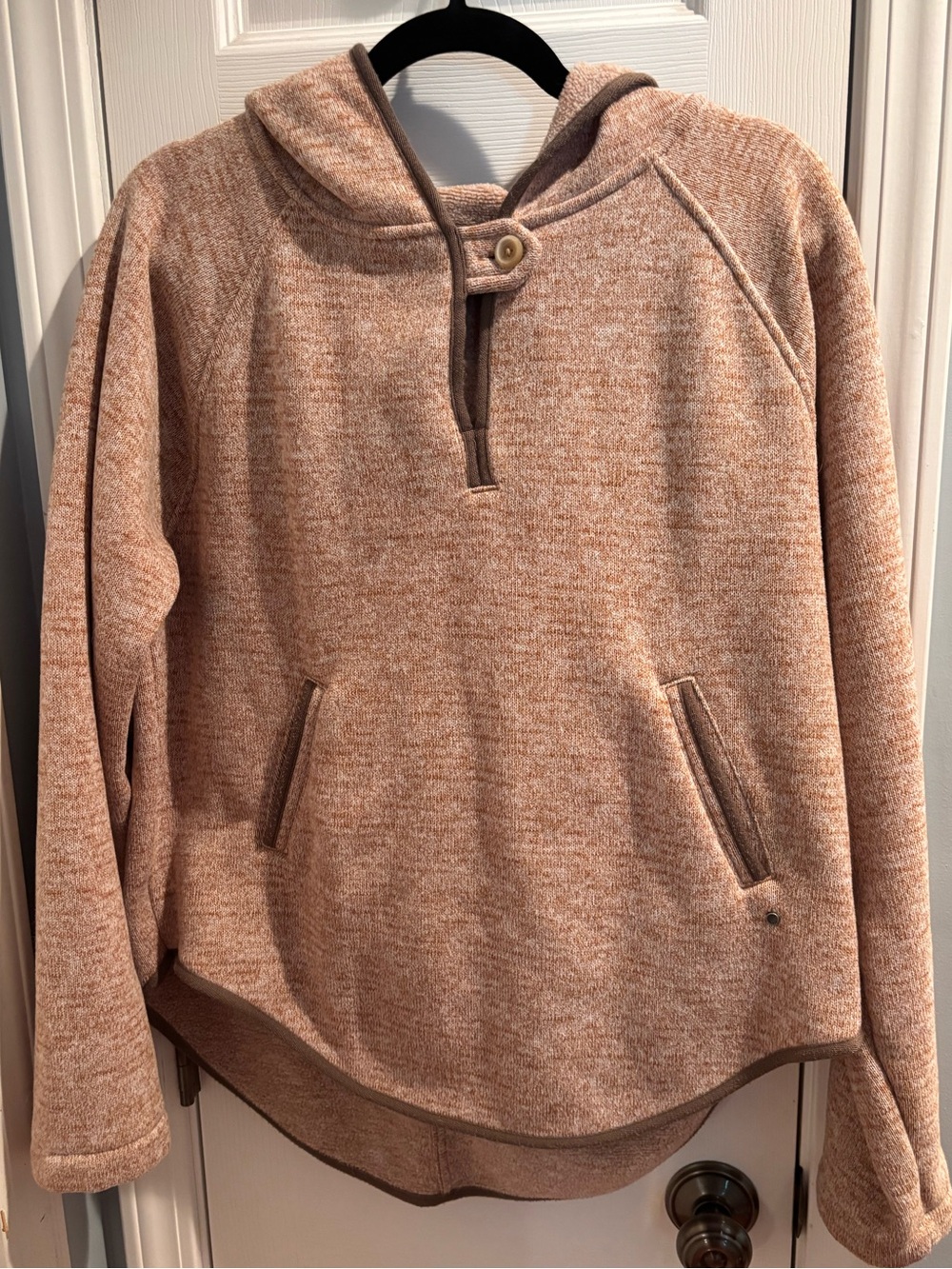 Prana Heathered Taupe Hooded Pullover Sweater
